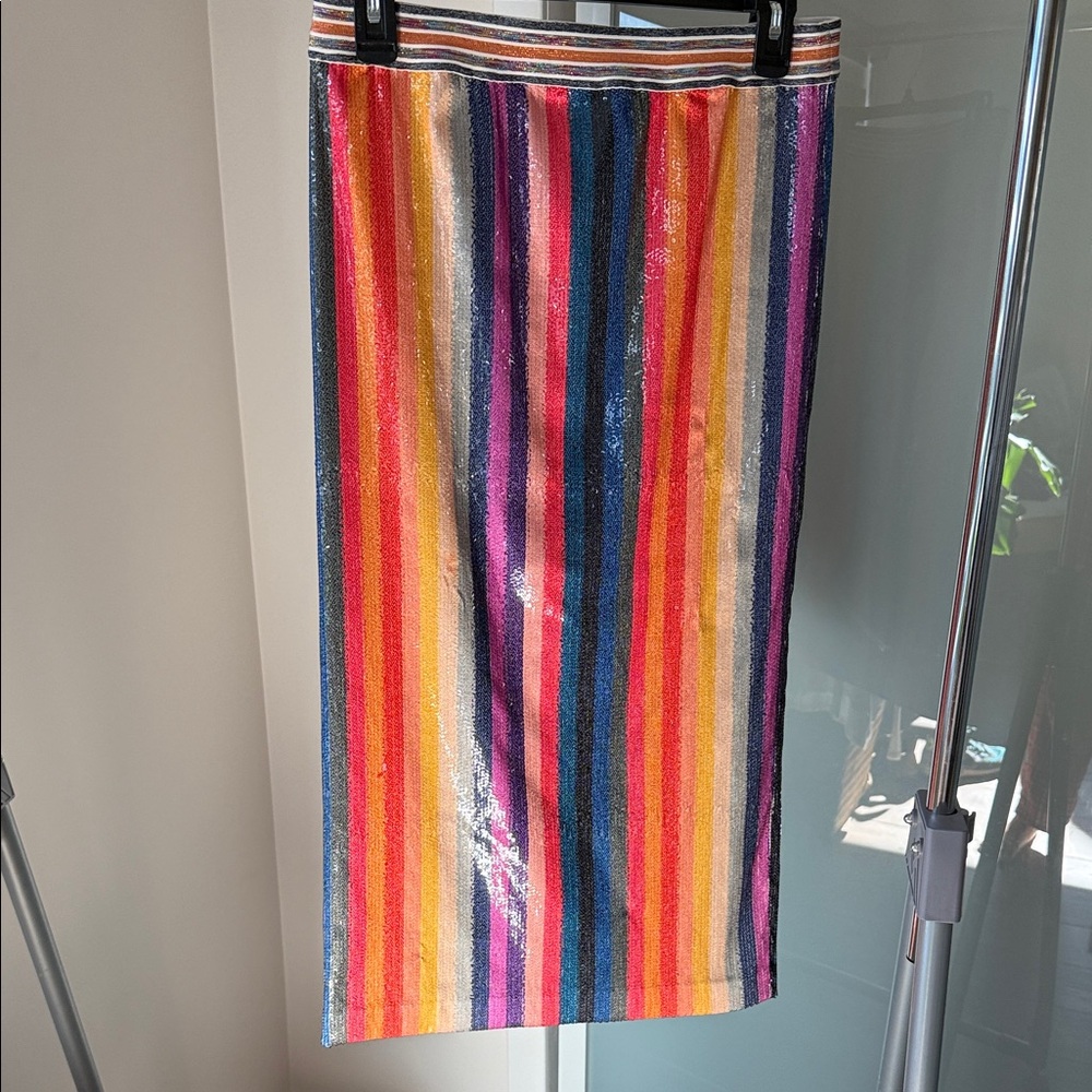 Le Superbe Multicolor Stripe Stretch Sequin Skirt – Size M